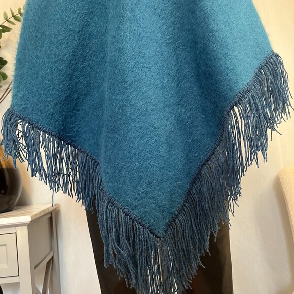 Karissma Wear Peru Womens One Size 100% Alpaca Poncho In Turqooise - Picture 7 of 9